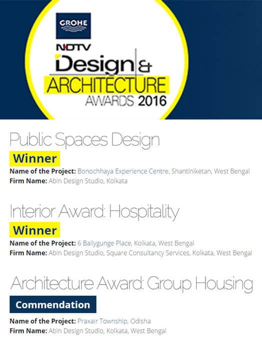 NDTV Design & Architecture Awards, 2016